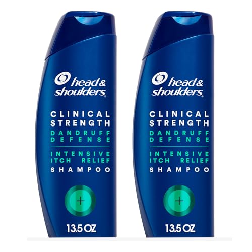 Head & Shoulders Clinical Strength Dandruff Shampoo, Selenium Sulfide Dandruff Defense, Intensive Itch Relief, Seborrheic Dermatitis Relief, Cooling Menthol, 13.5 Fl Oz Each, 2 Pack