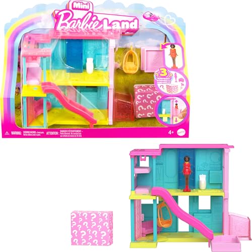 Barbie Mini BarbieLand Doll House Sets, Mini Dreamhouse with Surprise 1.5-inch Doll, Furniture & Accessories, Plus Elevator & Pool